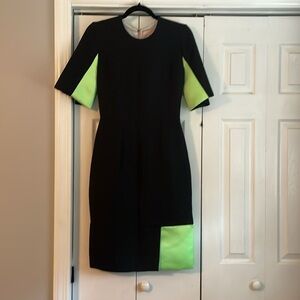 Roksanda Ilincic Black Dress with Neon Green Insets